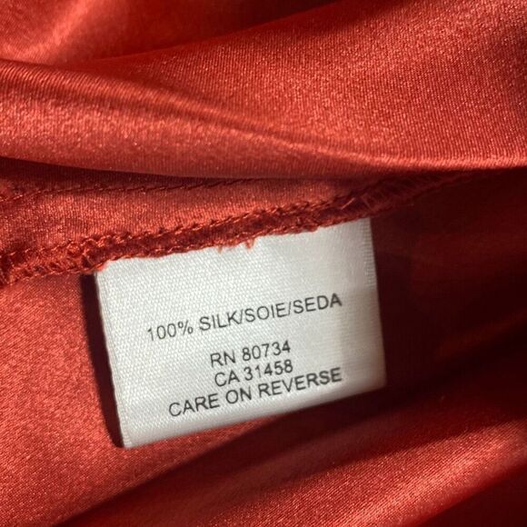 BCBGMaxAzria Womens Sleeveless Slinky Silk Halter Mini Dress Burnt Orange Size 2 - Picture 12 of 12